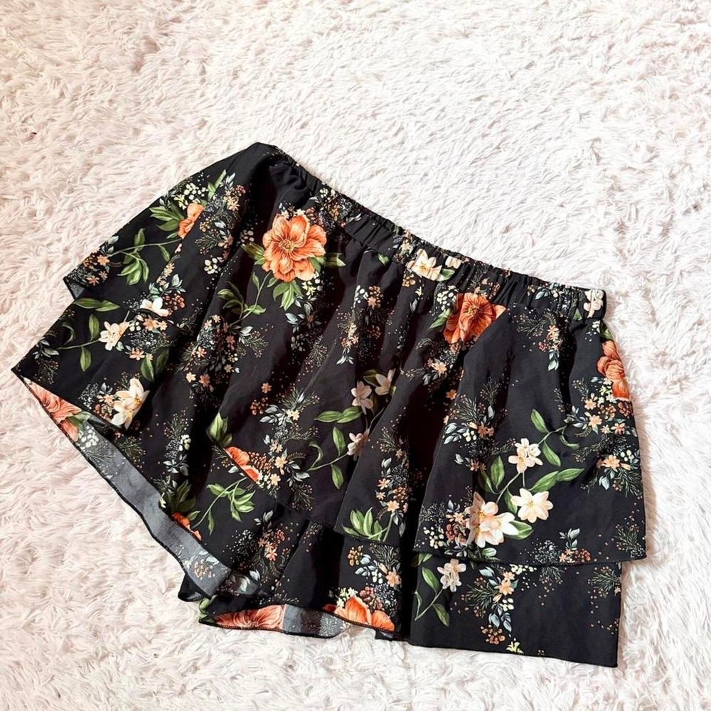 Dark Academia Ruffle Floral Whimsygoth Fairy Cottage Core Shorts Womens 3XL Boho